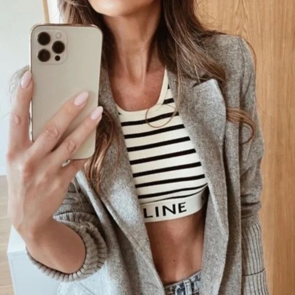 CELINE BRA IN ATHLETIC KNIT BLACK/CREAM